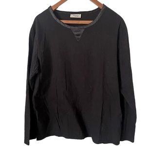 Temperley London Satin Trim Long Sleeve Black T-Shirt L